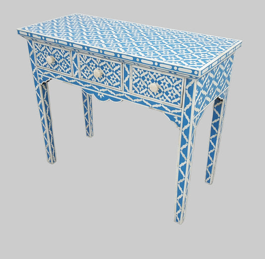 Bone Inlay Sideboard | 3 Drawers | Geometric Pattern | Handcrafted | 36x16x32 inch