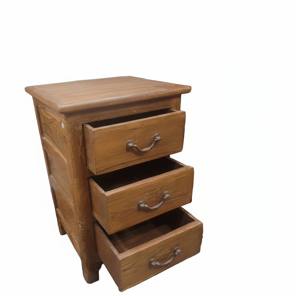 Vintage Indian Wood Cabinet with Drawers | Antique Solid Wood Bedside with Storage-Pair