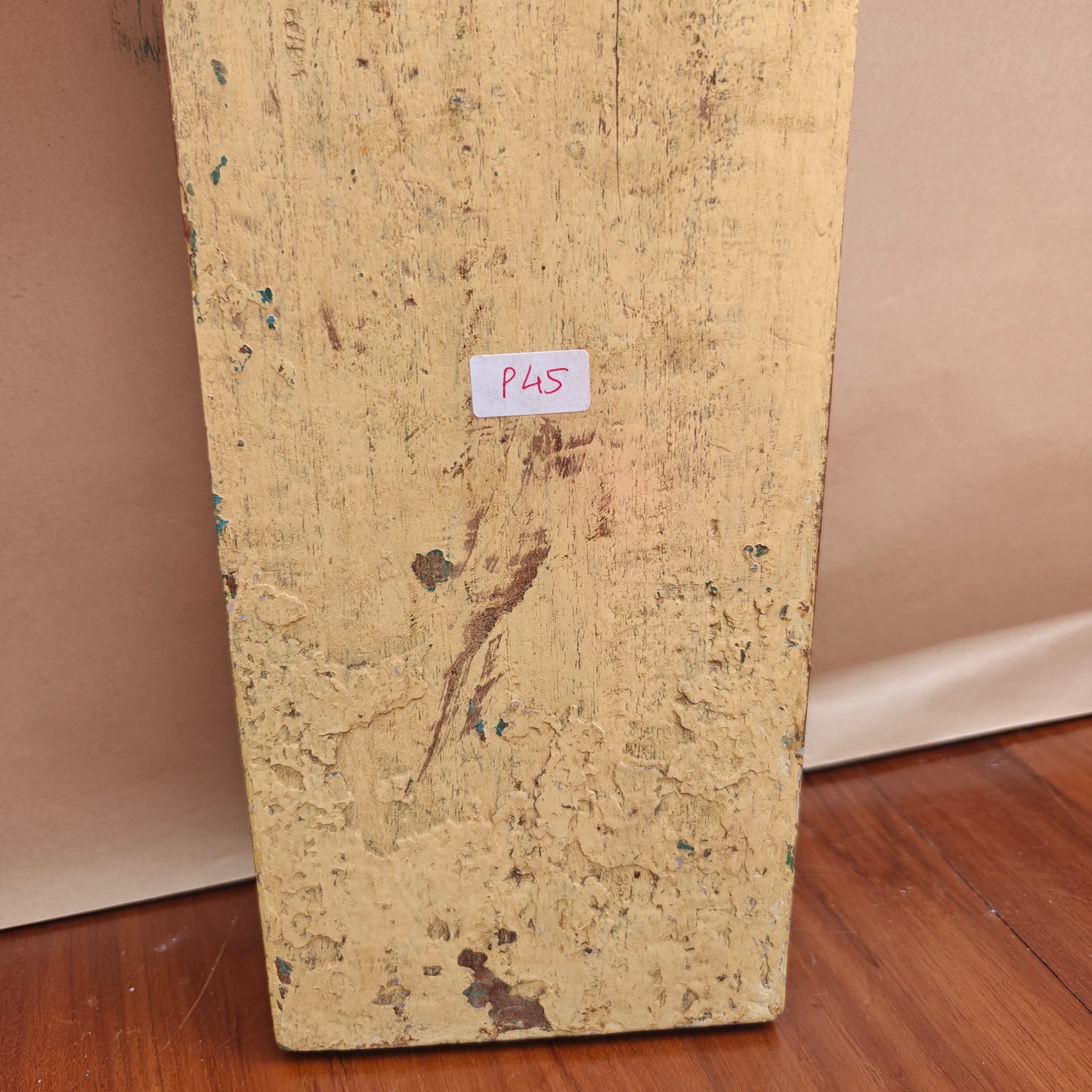 Vintage Crown-Top Mirror Frame 37 x 12.5 x 2.5 cm Distressed Mustard Yellow