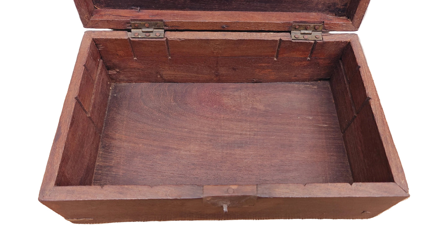 Antique Vintage Wood Box with Brass Hinge | Indian Heritage Storage Box