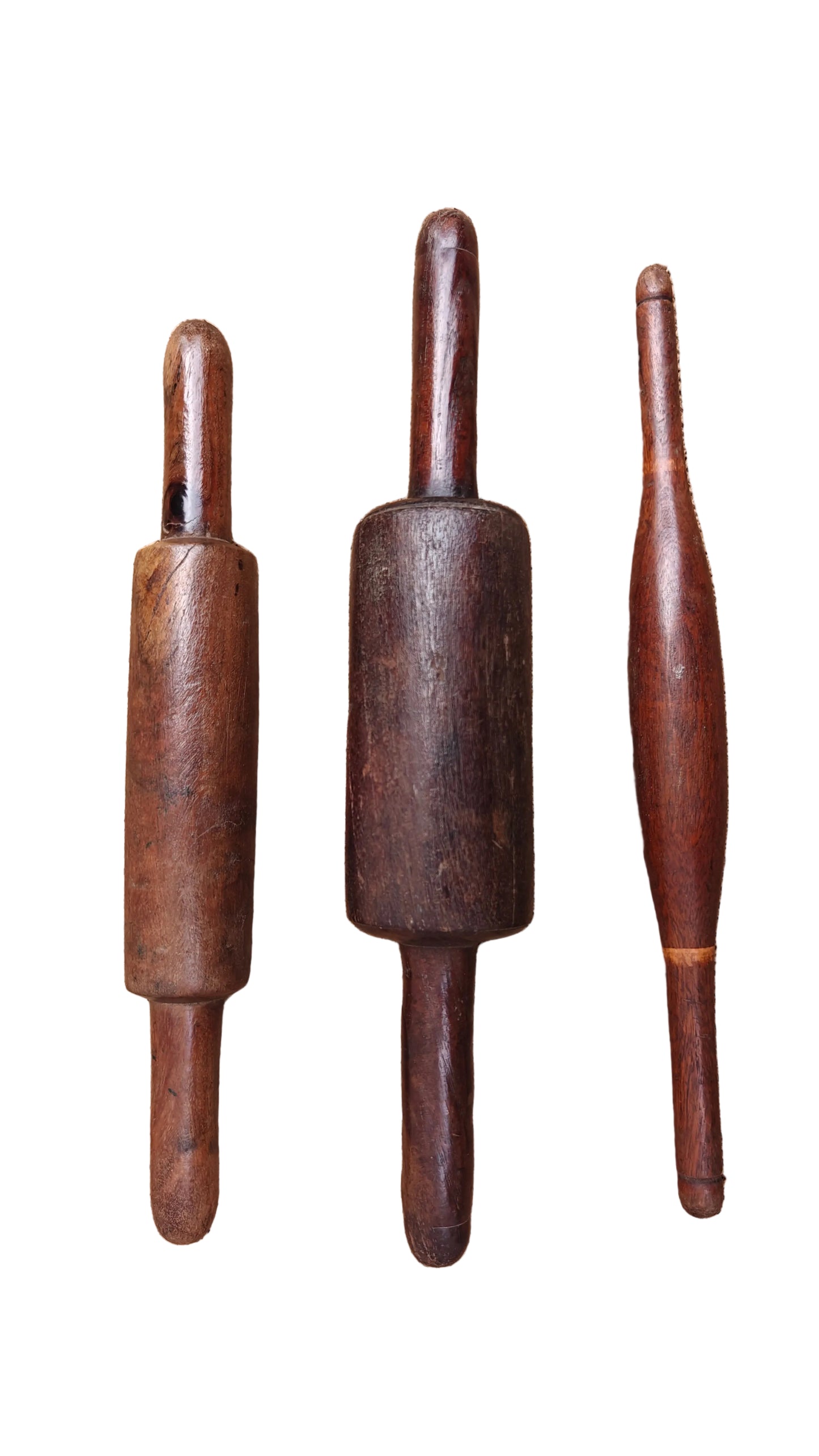 Vintage Plain Wood Rolling Pins | Antique Kitchen Decor from India | Set of 3