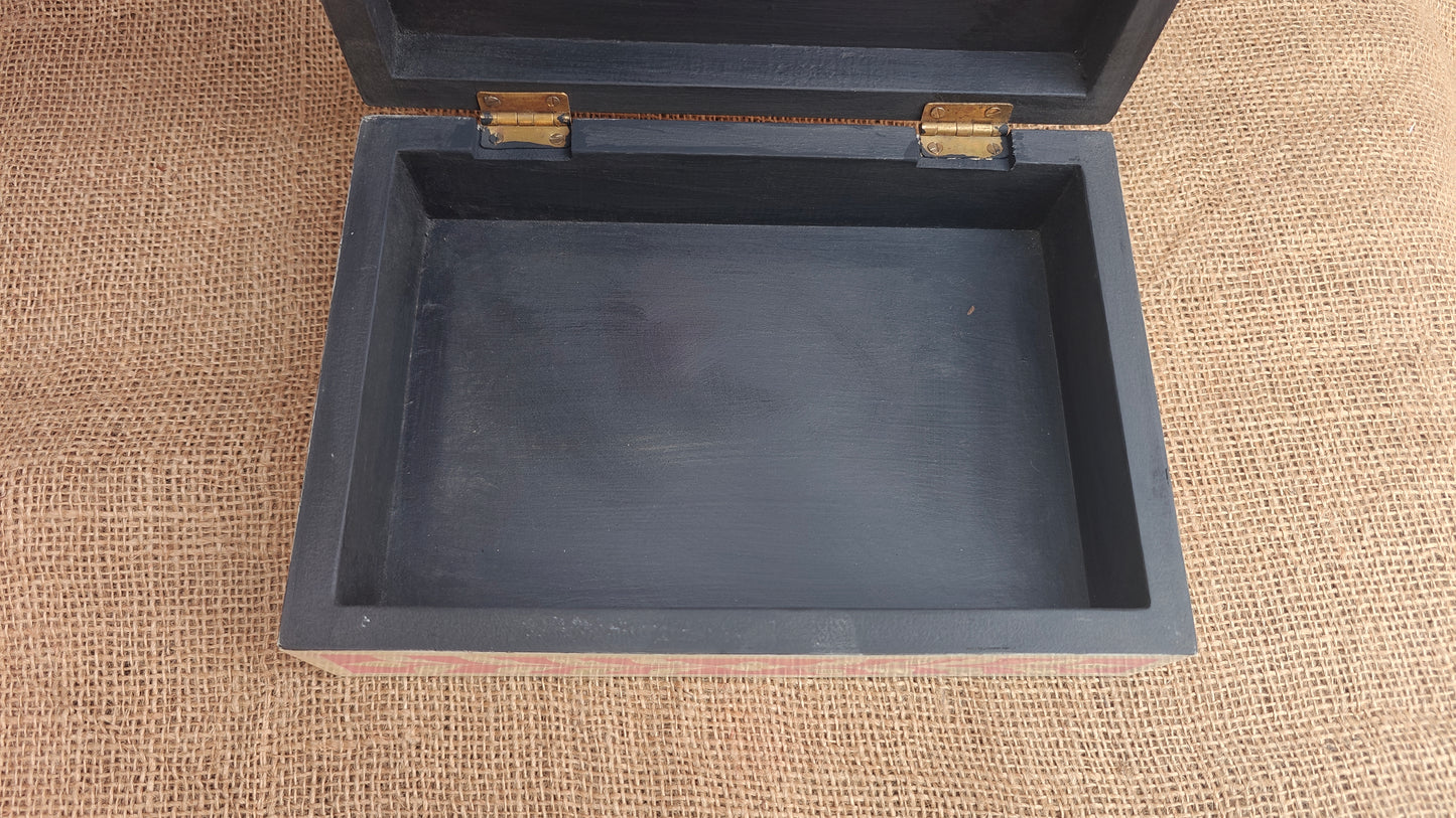 Bone Inlay Floral Box | Pink Resin | Handcrafted Jewellery & Keepsake Box | 10x7 inch