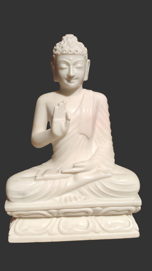 Handcrafted Marble Buddha Statue | Meditating Gautama Buddha | 15 inch
