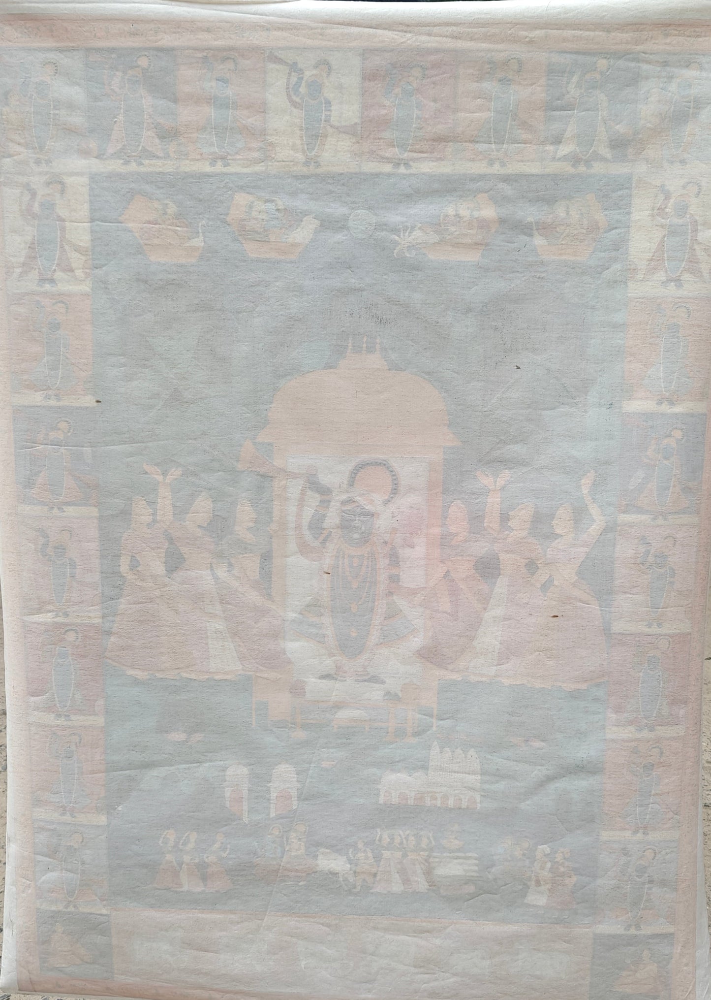 Kamal Talai Pichwai Painting | Shrinathji in Sacred Grove with Lotus Pond | 36x48 inch