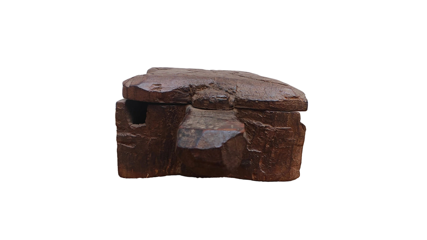 Hand-Carved Wooden Spice Box | Traditional Indian Masala Dabba | Small