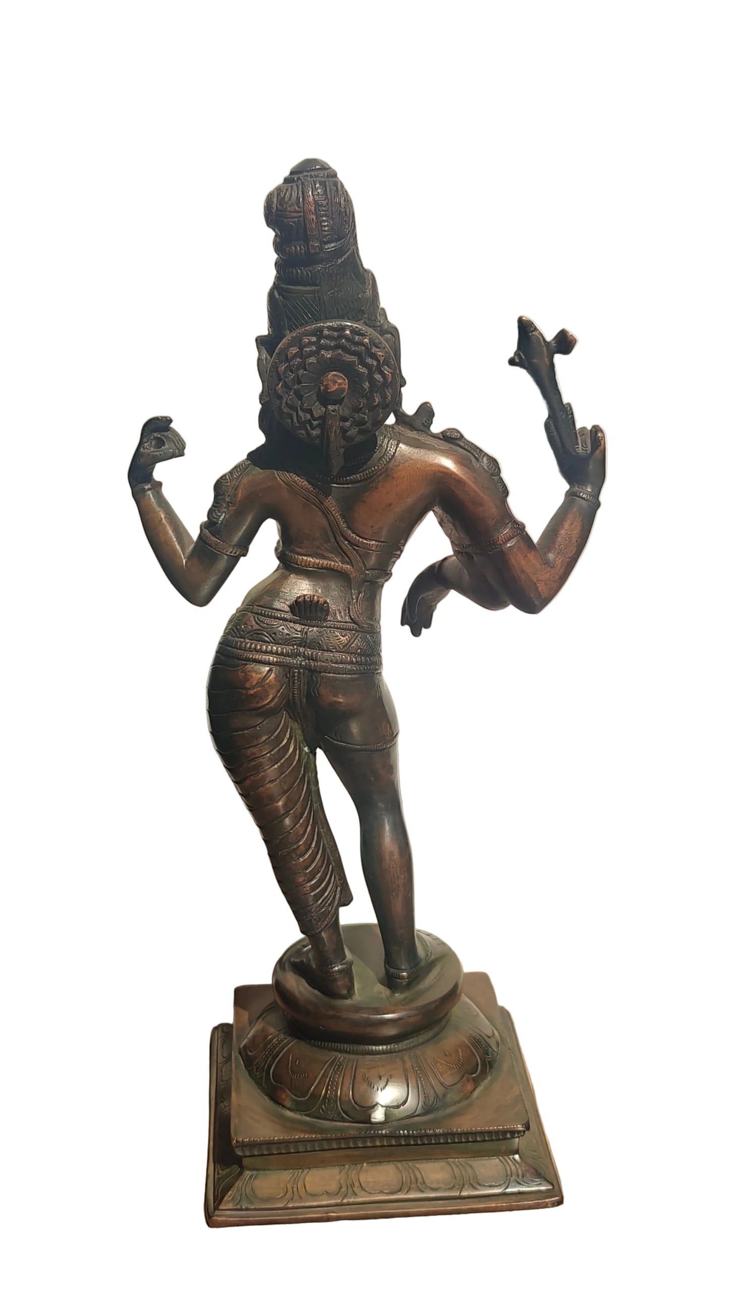 Brass Ardhanarishvara Statue | Shiva Parvati United Form Idol | 16 inch Handcrafted Hindu Sculpture