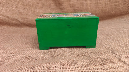 Handcrafted Painted Wood Chest with 1 Drawer | Red & Green | Decorative Storage