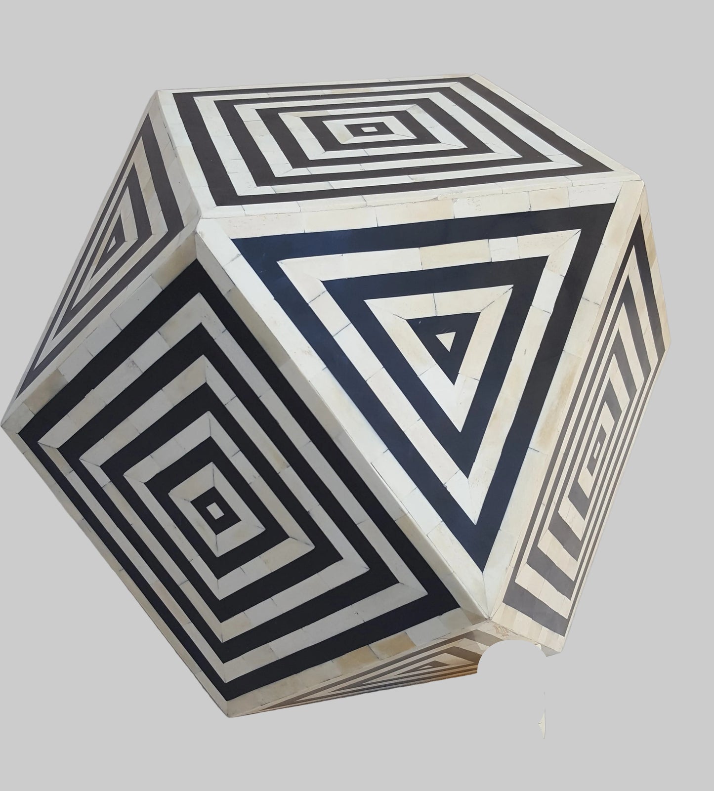 Bone Inlay Stool | Geometric Pattern | Handcrafted | 18x18x18 inch