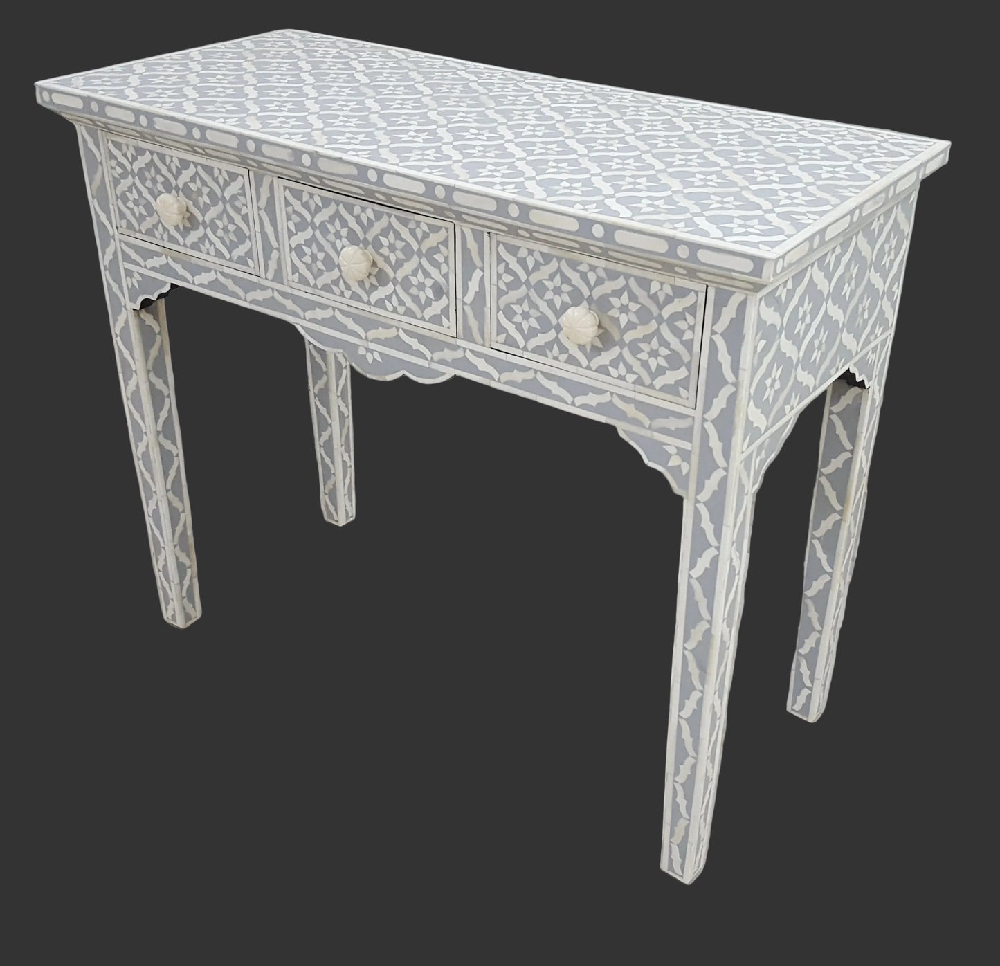 Bone Inlay Sideboard | 3 Drawers | Geometric Pattern | Handcrafted | 36x16x32 inch