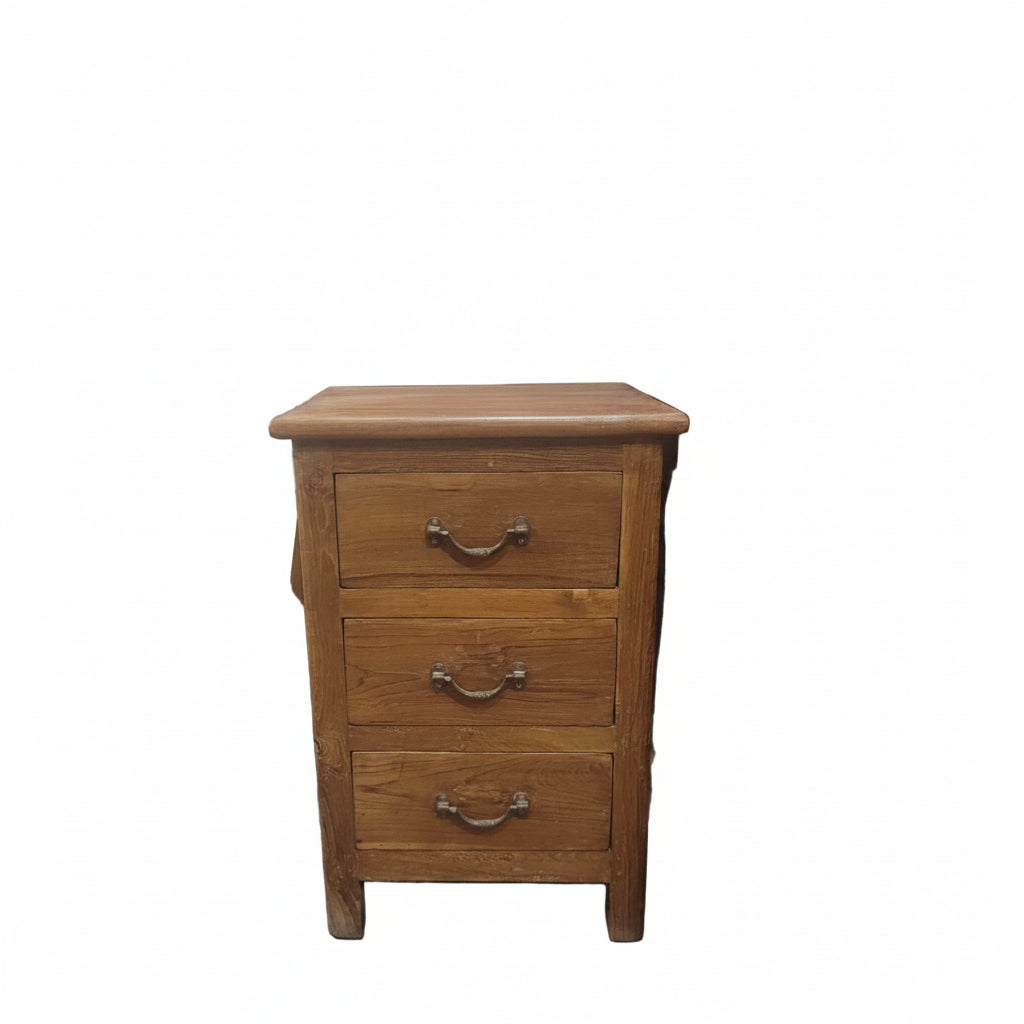 Vintage Indian Wood Cabinet with Drawers | Antique Solid Wood Bedside with Storage-Pair