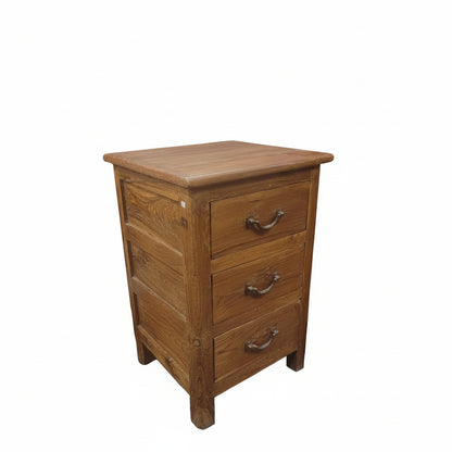 Vintage Indian Wood Cabinet with Drawers | Antique Solid Wood Bedside with Storage-Pair