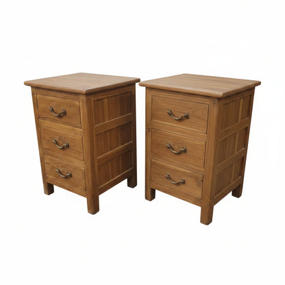Vintage Indian Wood Cabinet with Drawers | Antique Solid Wood Bedside with Storage-Pair