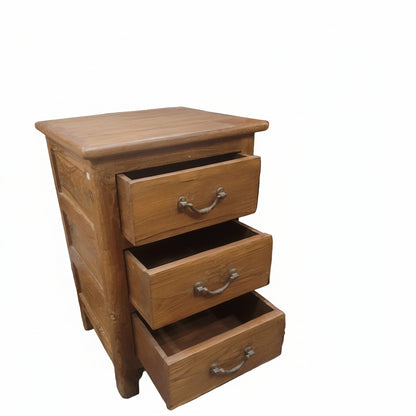 Vintage Indian Wood Cabinet with Drawers | Antique Solid Wood Bedside with Storage-Pair
