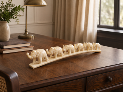 Carved Bone Animal Parade on Arch – Elephants & Camels