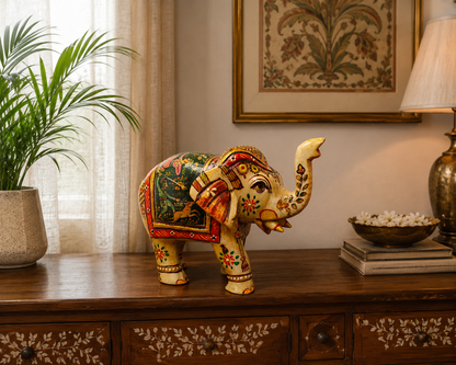 Handpainted Miniature Bone Elephant Figurine – 11.5 cm