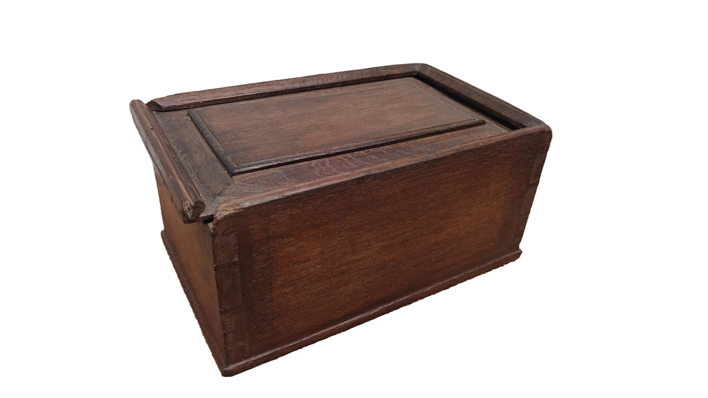 Antique Vintage Wood Sliding Box | Indian Heritage Storage Box | 11 inch