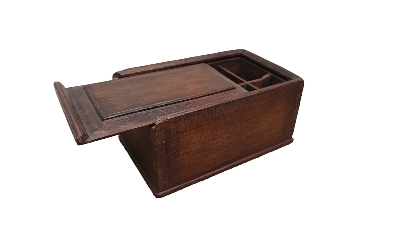 Antique Vintage Wood Sliding Box | Indian Heritage Storage Box | 11 inch