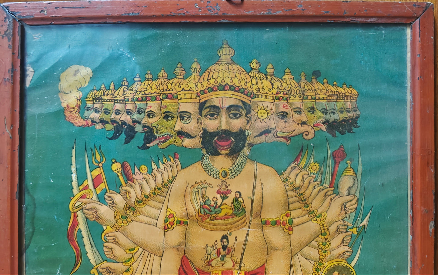 Vintage Indian Calendar Art Oleograph | Raavan | 10x14 inch