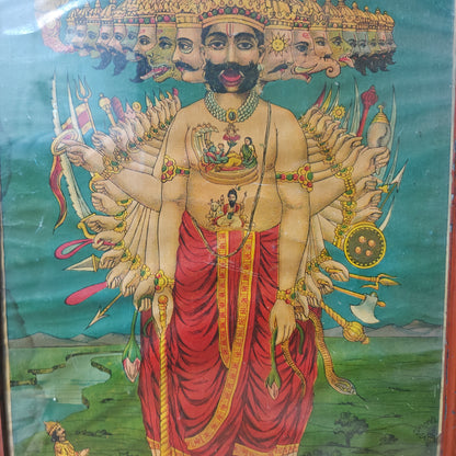 Vintage Indian Calendar Art Oleograph | Raavan | 10x14 inch
