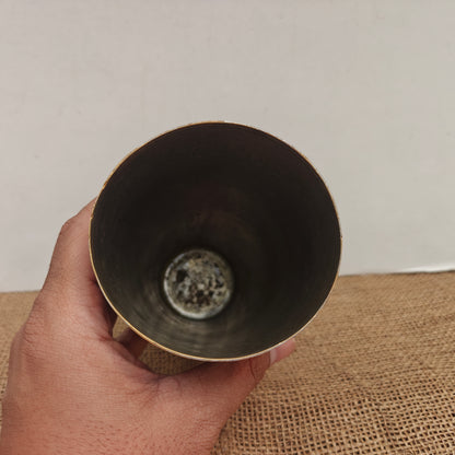 Vintage Brass Lassi Glass | Hand-Engraved Floral Motifs | Antique Indian Brassware | 3.5x3.5x6.75 inch