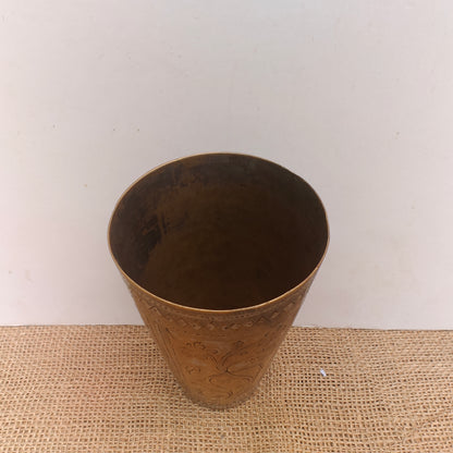 Vintage Brass Lassi Glass | Hand-Engraved Floral Motifs | Antique Indian Brassware | 3.5x3.5x5.5 inch (Copy)