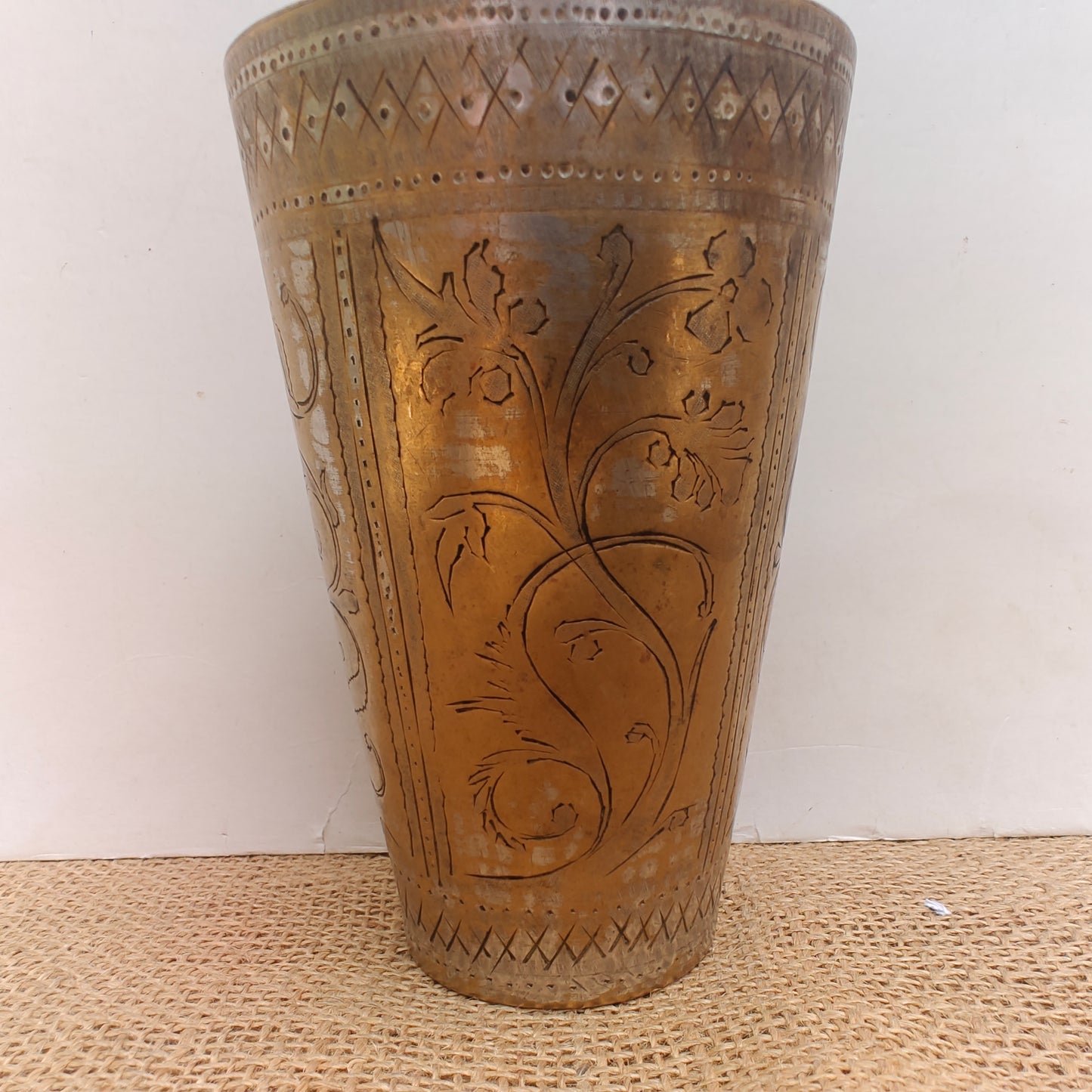 Vintage Brass Lassi Glass | Hand-Engraved Floral Motifs | Antique Indian Brassware | 3.25x3.25x5 inch (Copy) (Copy)