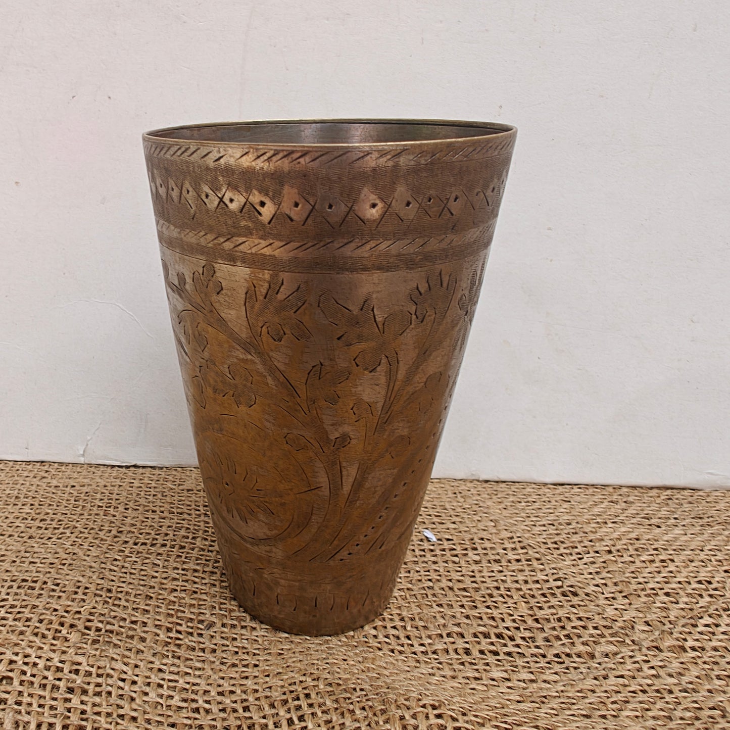 Vintage Brass Lassi Glass | Hand-Engraved Floral Motifs | Antique Indian Brassware | 3.25x3.25x5 inch (Copy) (Copy)