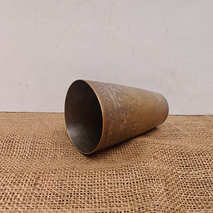 Vintage Brass Lassi Glass | Hand-Engraved Floral Motifs | Antique Indian Brassware | 3.25x3.25x5 inch (Copy) (Copy)