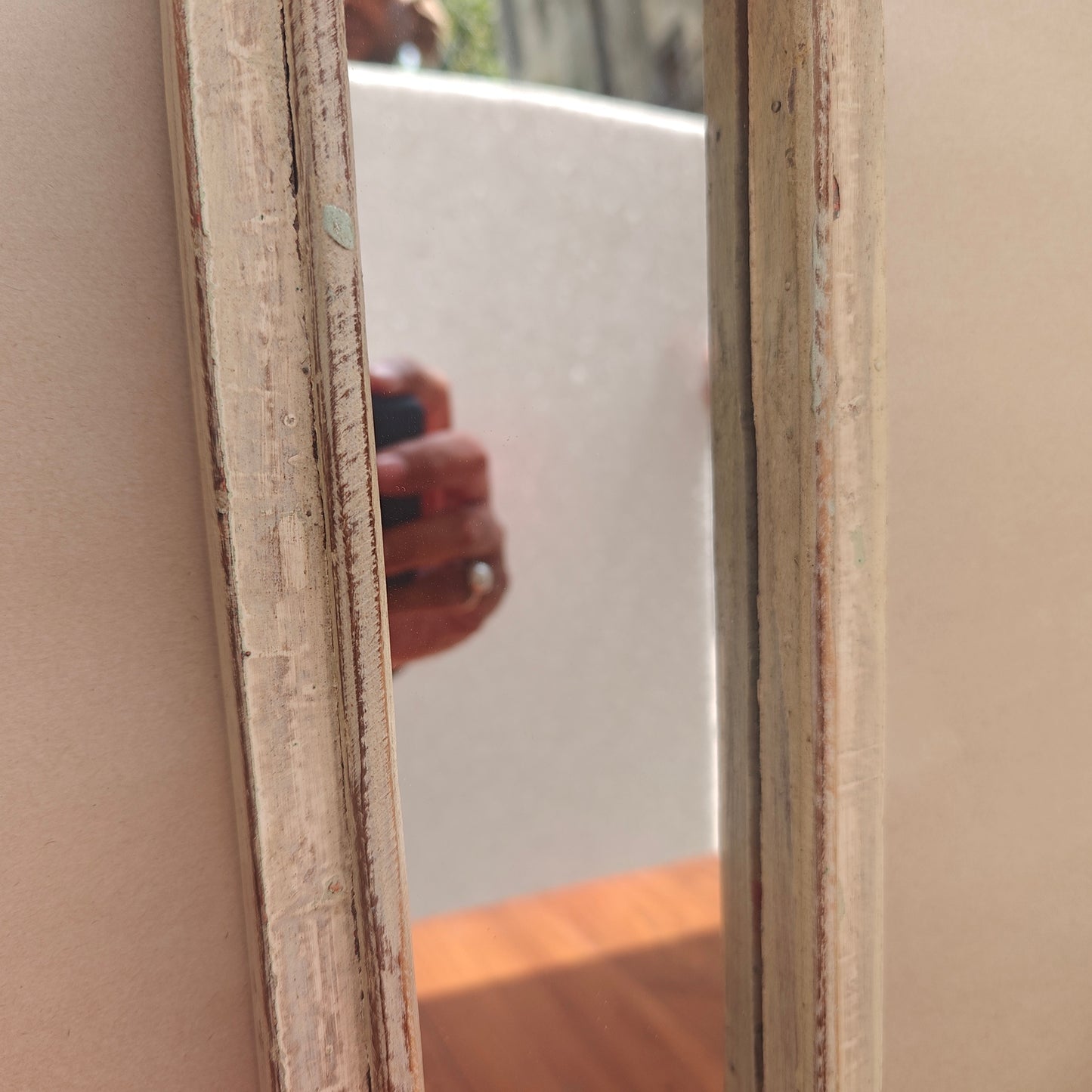 Vintage white Jharokha Wooden Wall Mirror | Moroccan Style Distressed Frame