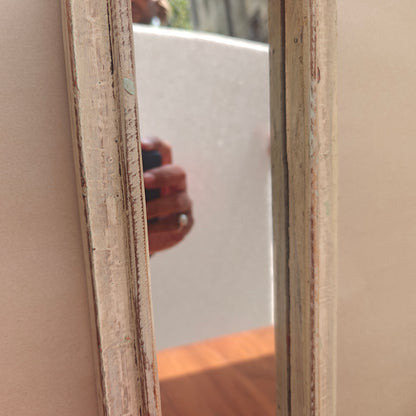 Vintage white Jharokha Wooden Wall Mirror | Moroccan Style Distressed Frame
