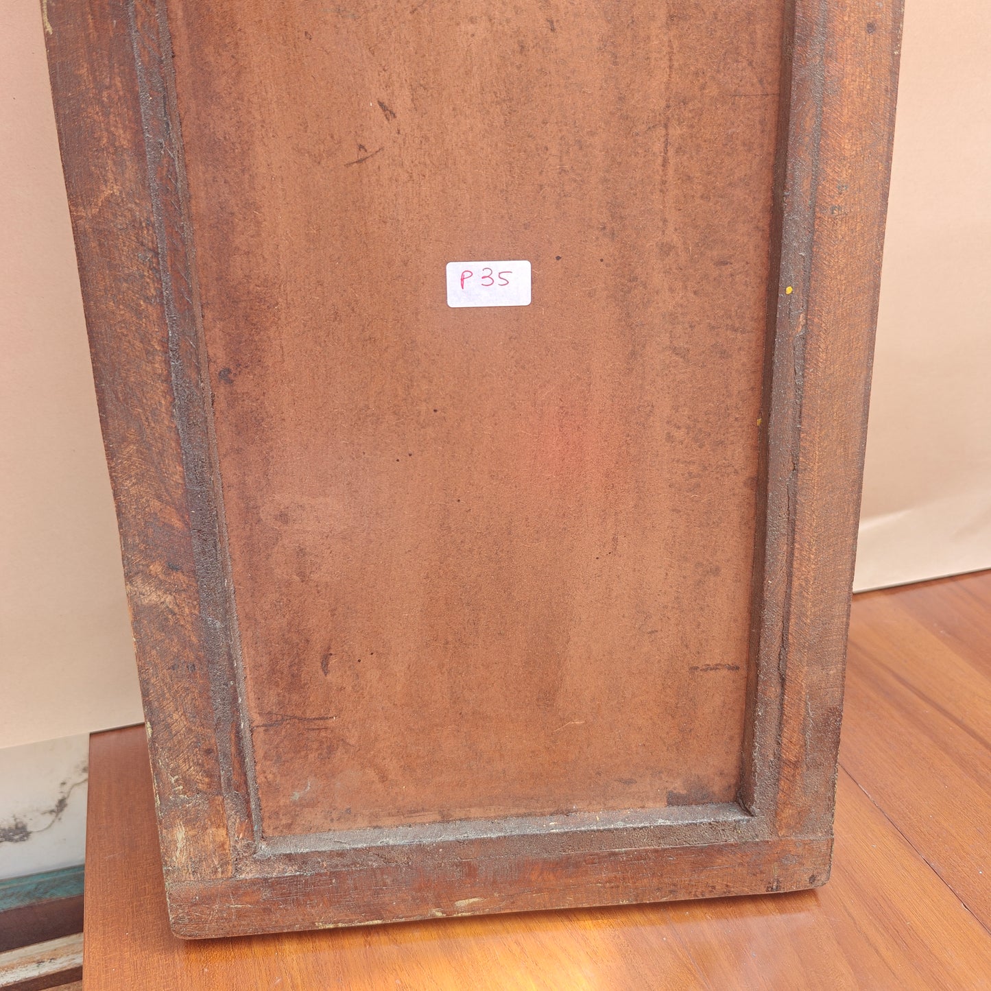Jharokha Mirror Frame Distressed Cream Teal Weathered 42x23 cm