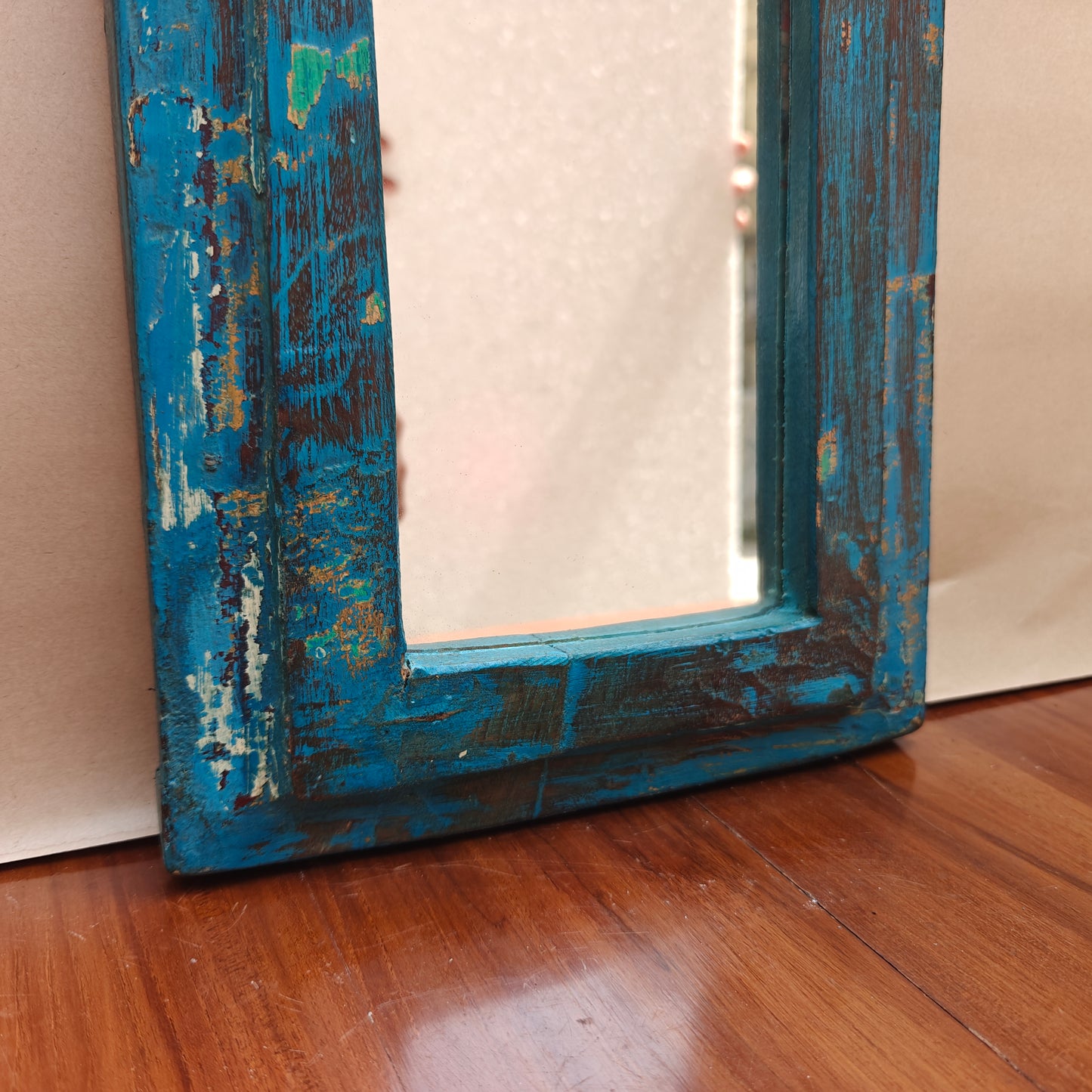 Vintage Jharokha Mirror Frame 37 x 21 x 2.5 cm Distressed Blue & Green