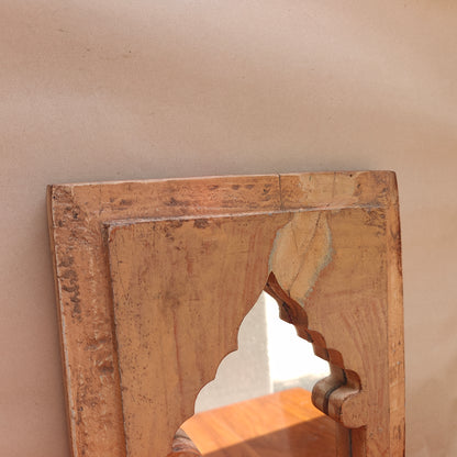 Vintage Jharokha Mirror Frame 33 x 25 x 2.5 cm Natural Wood