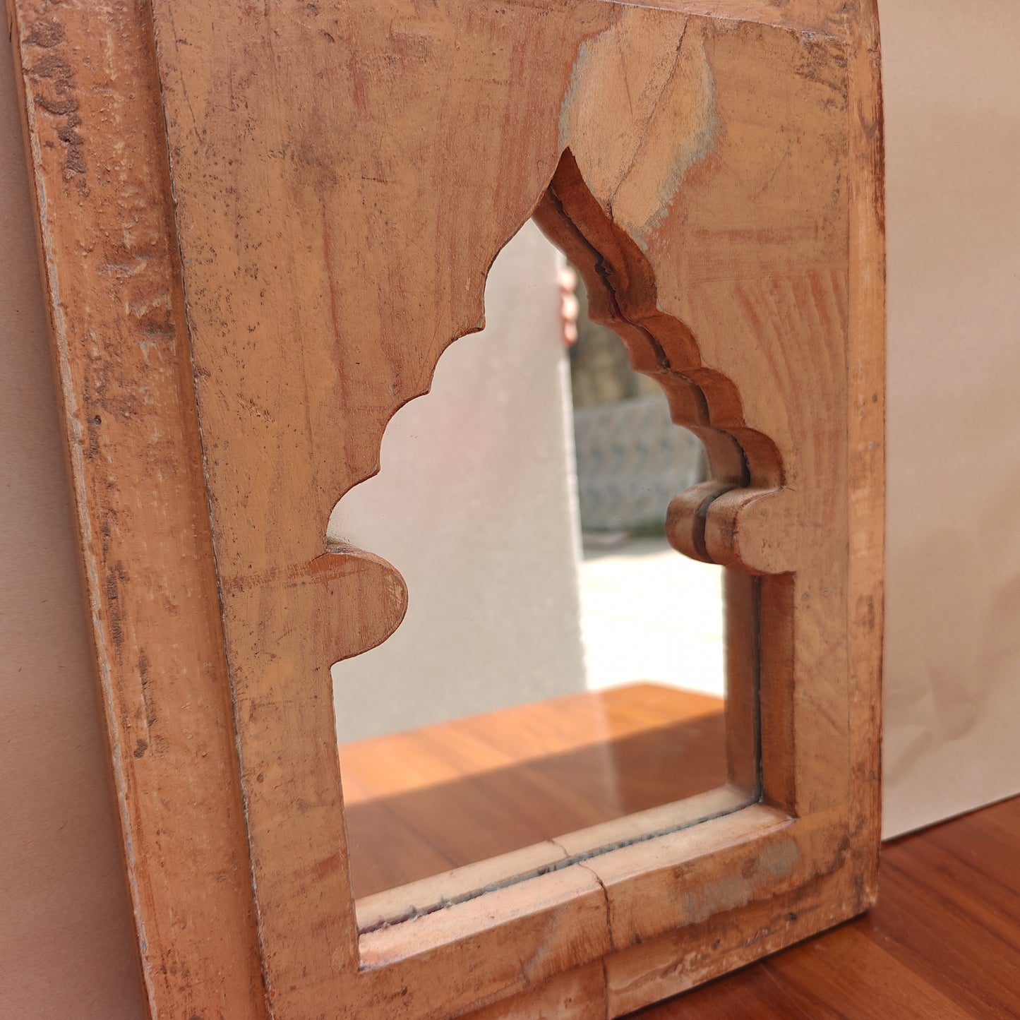 Vintage Jharokha Mirror Frame 33 x 25 x 2.5 cm Natural Wood