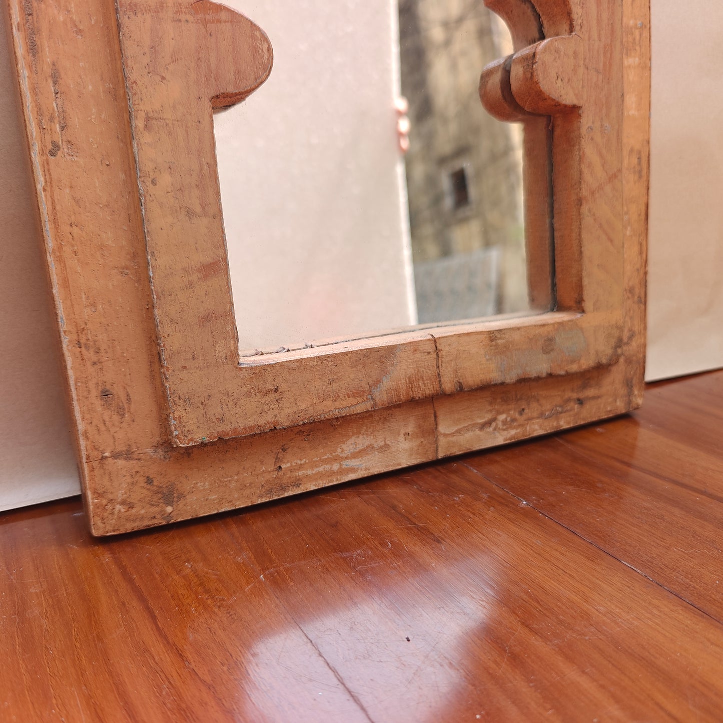 Vintage Jharokha Mirror Frame 33 x 25 x 2.5 cm Natural Wood