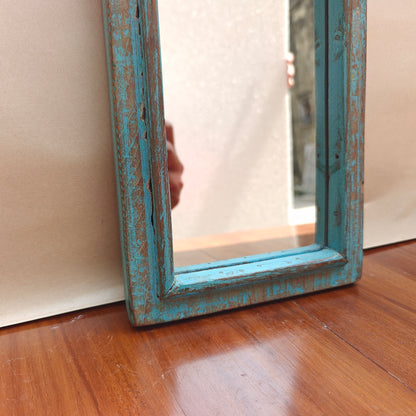 Vintage Crown-Top Mirror Frame 41 x 16.5 x 2.5 cm Distressed Blue