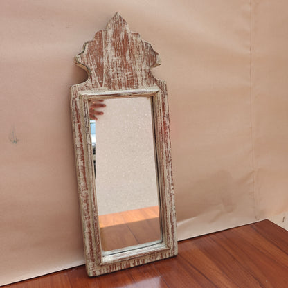 Vintage Crown-Top Mirror Frame 43 x 16.5 x 2.5 cm Distressed White