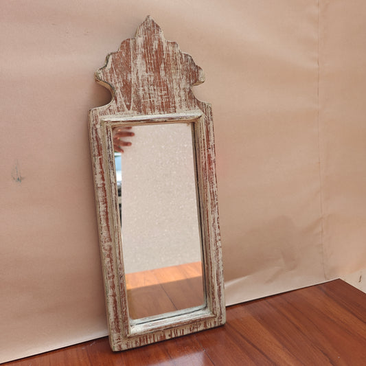 Vintage Crown-Top Mirror Frame 43 x 16.5 x 2.5 cm Distressed White