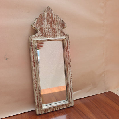 Vintage Crown-Top Mirror Frame 43 x 16.5 x 2.5 cm Distressed White