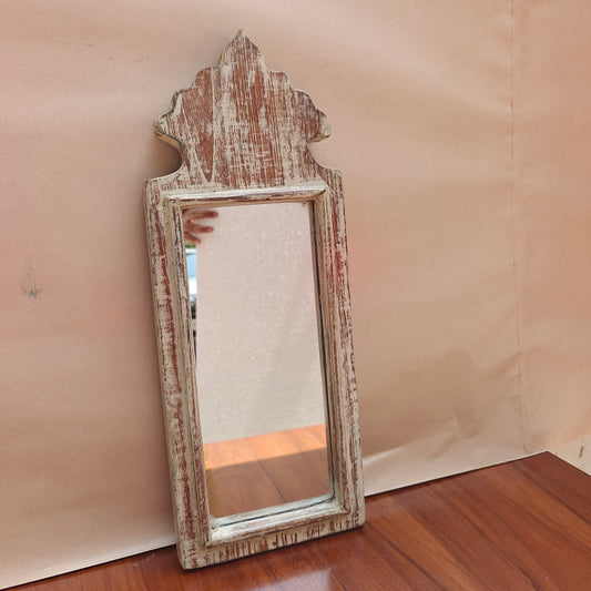 Vintage Crown-Top Mirror Frame 43 x 16.5 x 2.5 cm Distressed White