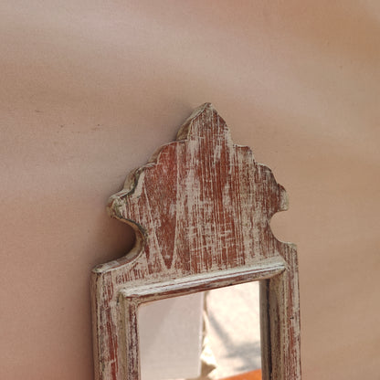 Vintage Crown-Top Mirror Frame 43 x 16.5 x 2.5 cm Distressed White