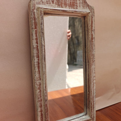 Vintage Crown-Top Mirror Frame 43 x 16.5 x 2.5 cm Distressed White
