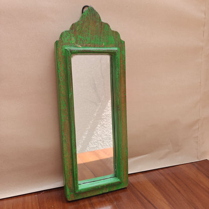 Vintage Crown-Top Mirror Frame 37 x 12.5 x 2.5 cm Distressed Green