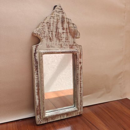Vintage Crown-Top Mirror Frame 33.5 x 15 x 2.5 cm Distressed White