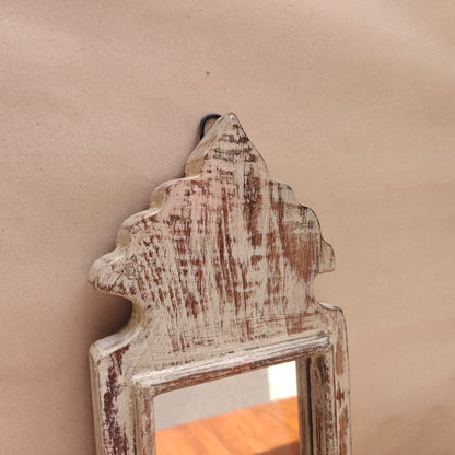 Vintage Crown-Top Mirror Frame 33.5 x 15 x 2.5 cm Distressed White