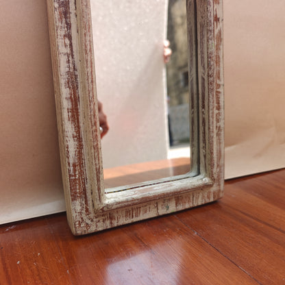 Vintage Crown-Top Mirror Frame 33.5 x 15 x 2.5 cm Distressed White