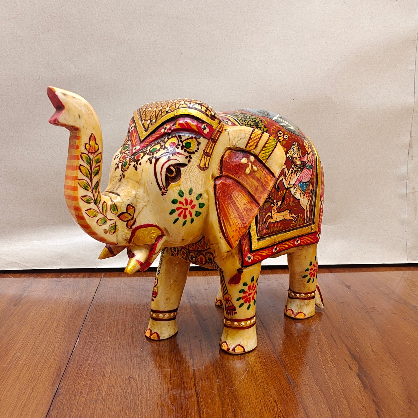 Handpainted Bone Elephant Figurine – Miniature, 14 cm