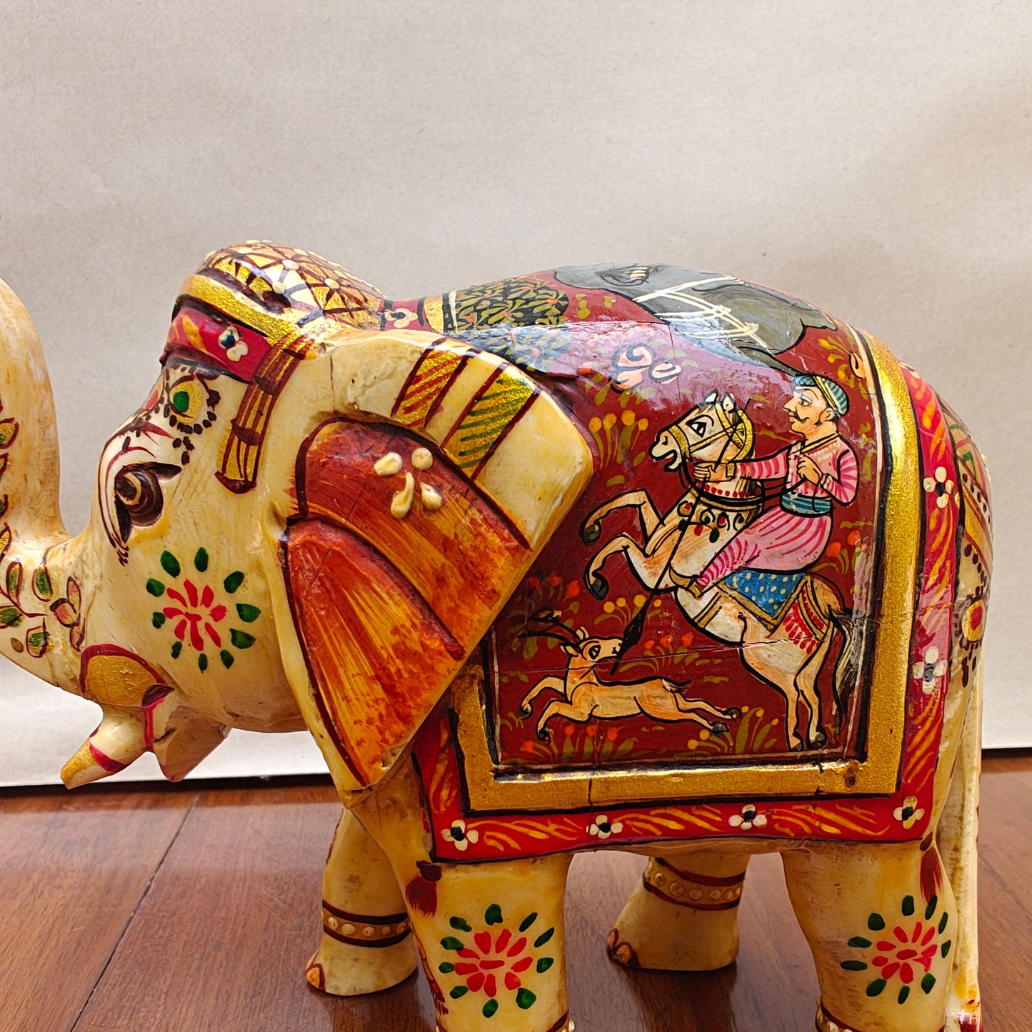 Handpainted Bone Elephant Figurine – Miniature, 14 cm