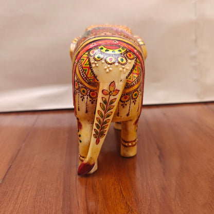 Handpainted Bone Elephant Figurine – Miniature, 14 cm