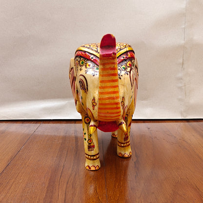 Handpainted Bone Elephant Figurine – Miniature, 14 cm